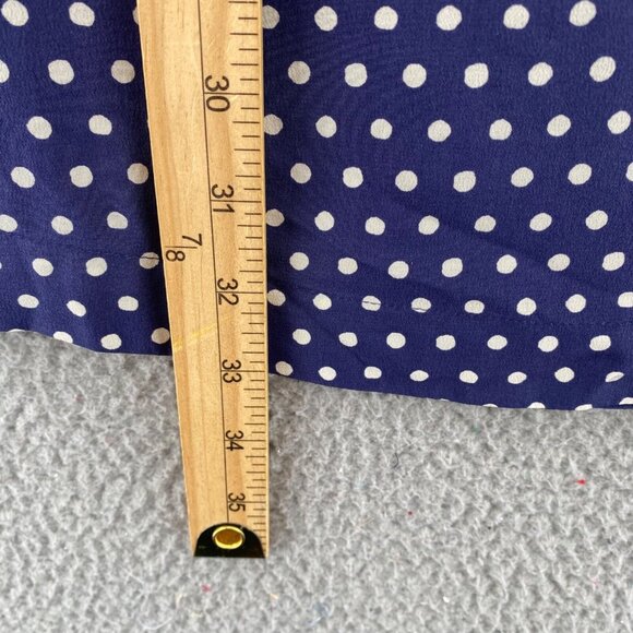 Fossil Dress Womens 2 Navy Polka Dot Silk Fit & Flare Raglan Short Sleeve Mini - Picture 9 of 10